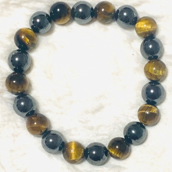 10mm Tiger Eye and Sodalite Bracelet - Picture 1 of 3